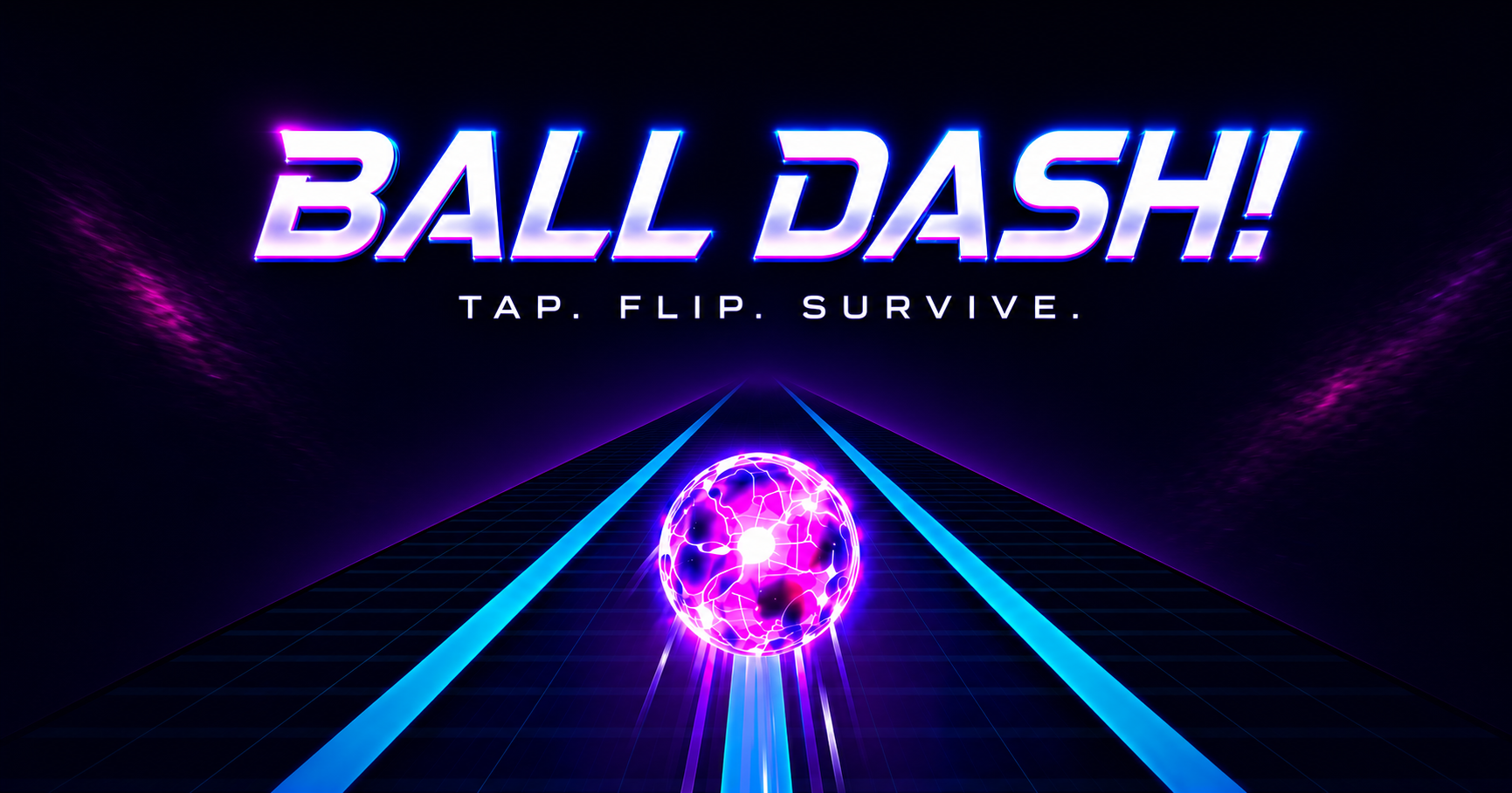 Ball Dash artwork: a glowing ball races down a neon track